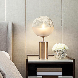 Luxury sphere table lamp — textured globe metallic base premium design
