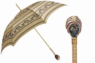 Exclusive Sicilian luxury umbrella 24K gold handle front view