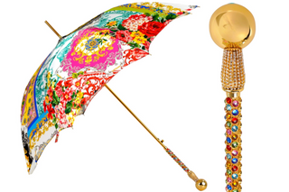 Limited edition Italian luxury umbrella crystal 24K gold front