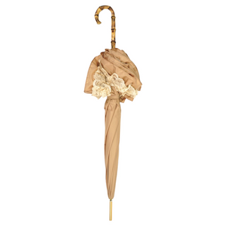 Italian retro satin parasol – lace trim open canopy