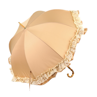 Retro satin umbrella – lace trim side profile