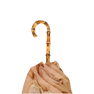 Retro umbrella – satin and lace trim detail
