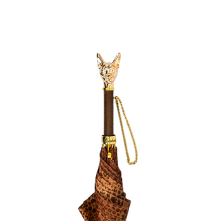 Luxury automatic umbrella gold plated cat handle wind resistant