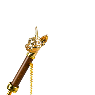 Women's luxury automatic umbrella gold cat handle top view