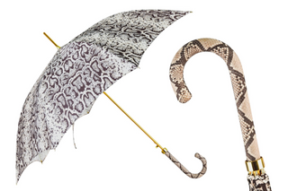 Designer python luxury umbrella carbon fiber leather handle front