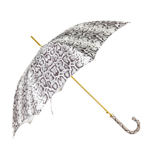 Women's python umbrella carbon fiber leather handle side