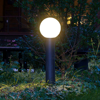 LED Garden Lamp – Black Metal Spherical Outdoor Lighting | Weather Resistant, Modern Design