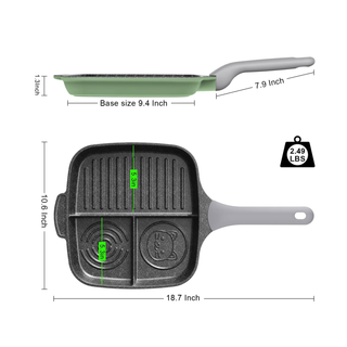 nonstick breakfast pan pfoa free granite stone heat resistant eco silicon handle close-up