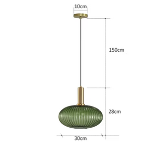 Colorful Suspension Light – Glass Pendant Lamp with Adjustable Height & Gold Base Canopy