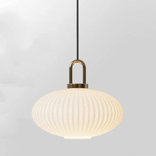 Pumpkin-shaped glass pendant — contemporary ceiling lamp