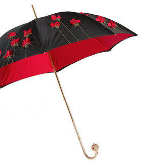 Luxury brass handmade Italian manual polyester canopy umbrella side view