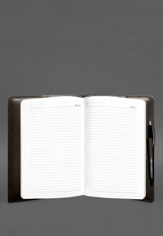 leather bound notebook premium genuine leather journal pen holder metal ring binder side view