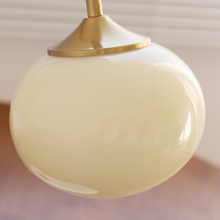 Marshmallow unique glass lamp — metal base warm