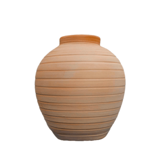 handmade terracotta pot large vintage clay pottery rustic smoke fired planter front view