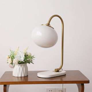 Marshmallow glass lamp — metal base unique warm