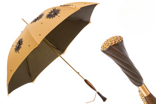 Luxury sunflower handmade Italian designer Swarovski handle umbrella front