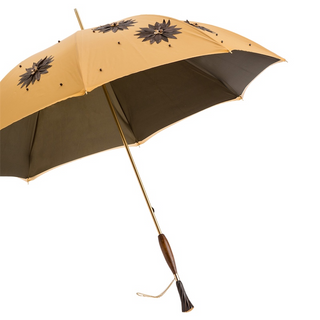 Luxury sunflower handmade Italian designer Swarovski handle umbrella side