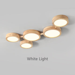 Retro Wood Ceiling Light - Multi Head Ceiling Light with Warm Ambient LED