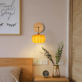 Cute yellow pumpkin wall lamp — resin decorative wall fixture