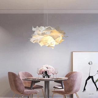 White fabric bedroom pendant hanging — adjustable suspension ceiling lamp