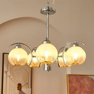Glass flower chandelier front — LED filament modern adjustable design