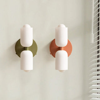 Two head glass plug-in wall sconce ambient — adjustable lamp