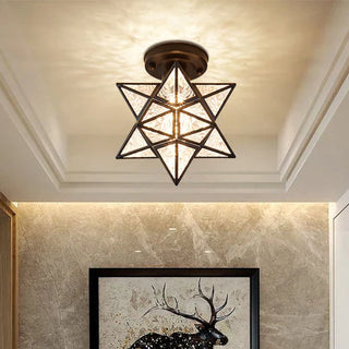 Mini metal star ceiling light for dining room, semi-flush mount