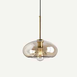 Scandi Pendant Light – Adjustable Nordic Glass Lamp with Soft Ambient LED Lighting