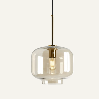 Scandi Pendant Light – Adjustable Nordic Glass Lamp with Soft Ambient LED Lighting