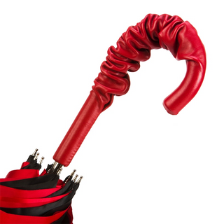Leather handle handmade Italian double cloth red roses umbrella canopy