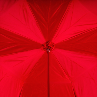 Leather handle handmade Italian double cloth red roses umbrella open