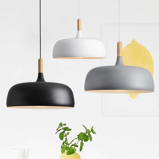 Small industrial cream metal glass pendant — ceiling hanging lamp