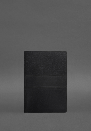 leather bound notebook premium genuine leather journal pen holder metal ring binder angle view