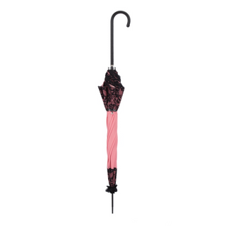Elegant lace parasol vintage handmade leather handle close-up