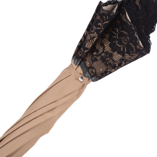Women's Italian lace parasol genuine leather handle top view