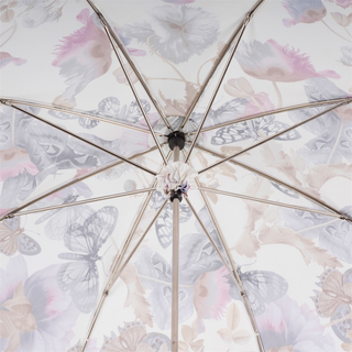 Handmade retro butterflies parasol leather handle open canopy