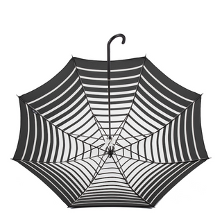Exclusive striped Italian parasol handmade leather handle