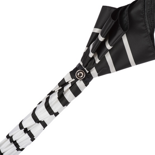 Women's striped parasol Italian leather handle top view