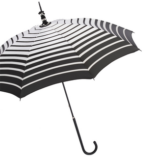 Women's striped parasol Italian leather handle side view