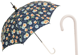 Leather handled parasol handmade water resistant canopy front