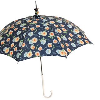 Women's leather handled parasol comfortable grip side view