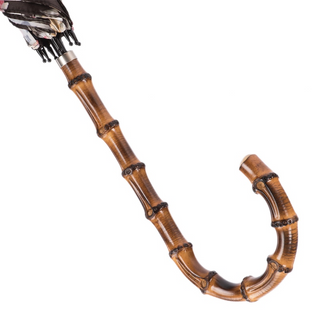 Luxury flowered parasol handmade bamboo handle detail