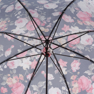 Women's flowered parasol bamboo handle top view
