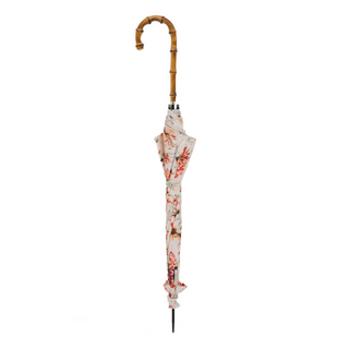 Luxury flowered parasol natural Whangee handle rain protection