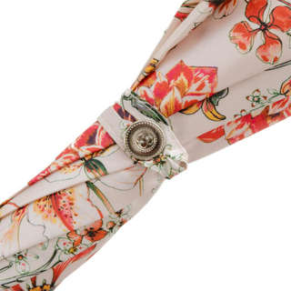 Flowered women's parasol natural Whangee handle view