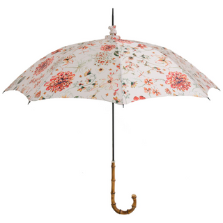 Elegant flowered parasol handmade Whangee handle close-up