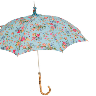 Women's floral parasol garden Whangee handle spring blossom