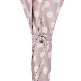 Polka dot parasol women's umbrella leather handle view