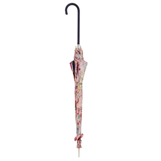 Elegant pink Italian parasol genuine leather handle close-up