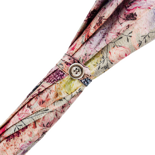 Women's pink luxury parasol Italian leather handle top view